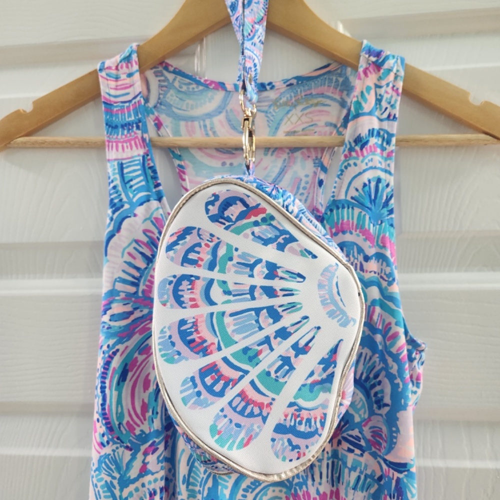 Lilly Pulitzer Treena Maxi Dress in Happy As A Clam, XXS & matching wristlet
